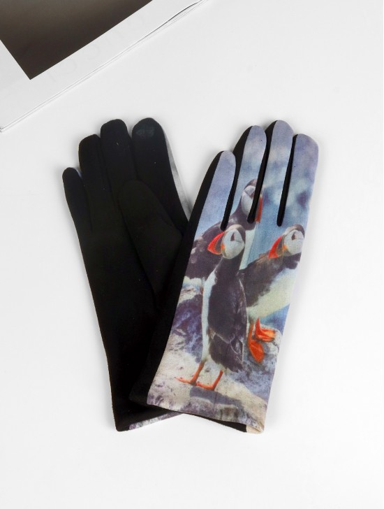 Puffin Oil Painting Touch Screen Gloves